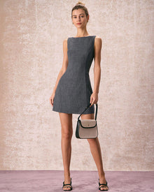 Melanie | Sleeveless Mini Dress with Boat Neck