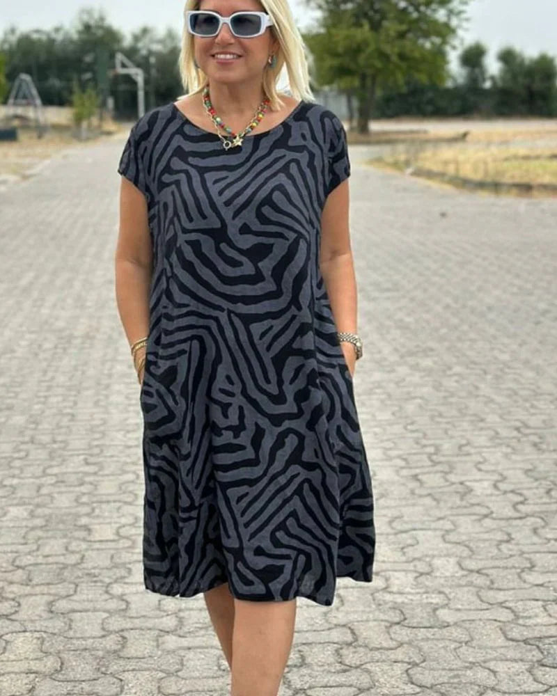 Judy | Summer Dress with Round Neck and Beautiful Print