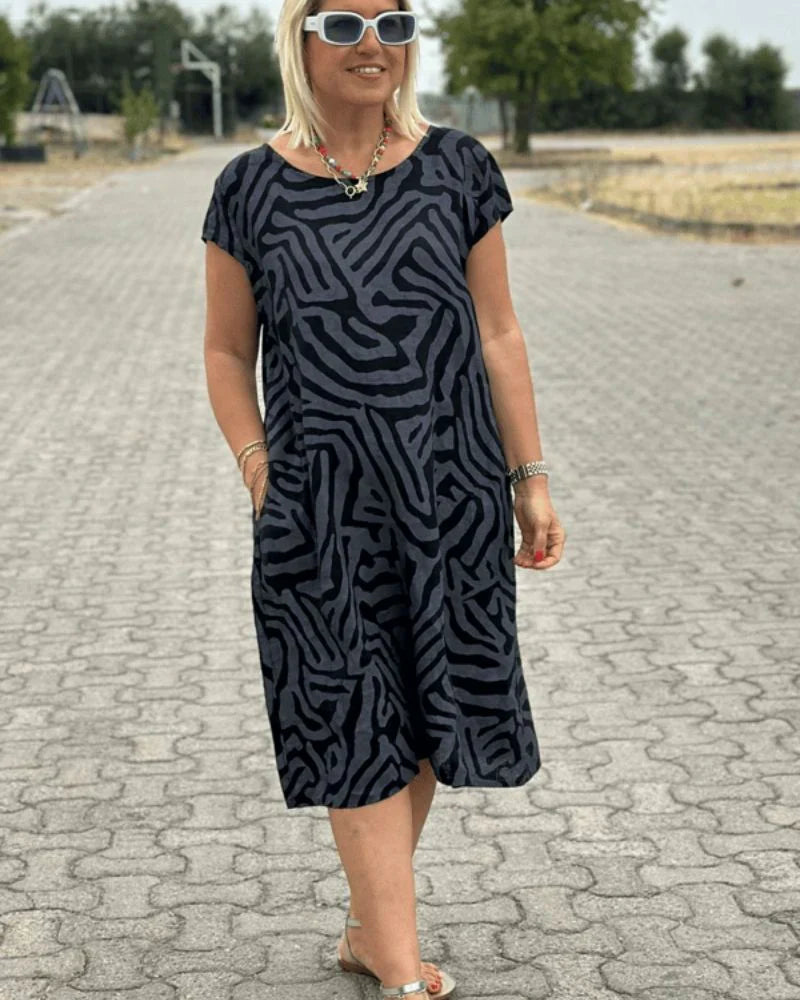 Judy | Summer Dress with Round Neck and Beautiful Print