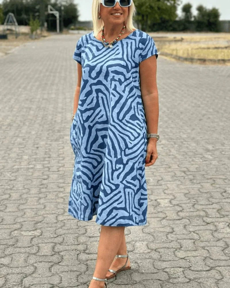Judy | Summer Dress with Round Neck and Beautiful Print