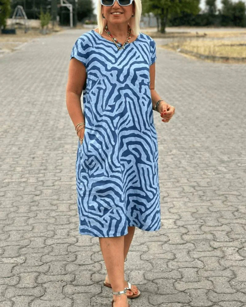 Judy | Summer Dress with Round Neck and Beautiful Print