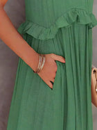 Delilah - Elegant Halter Neck Ruffle Trim Dress