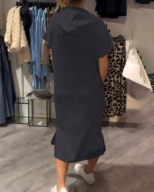Parker - Casual Letter Print Hooded Pullover Dress