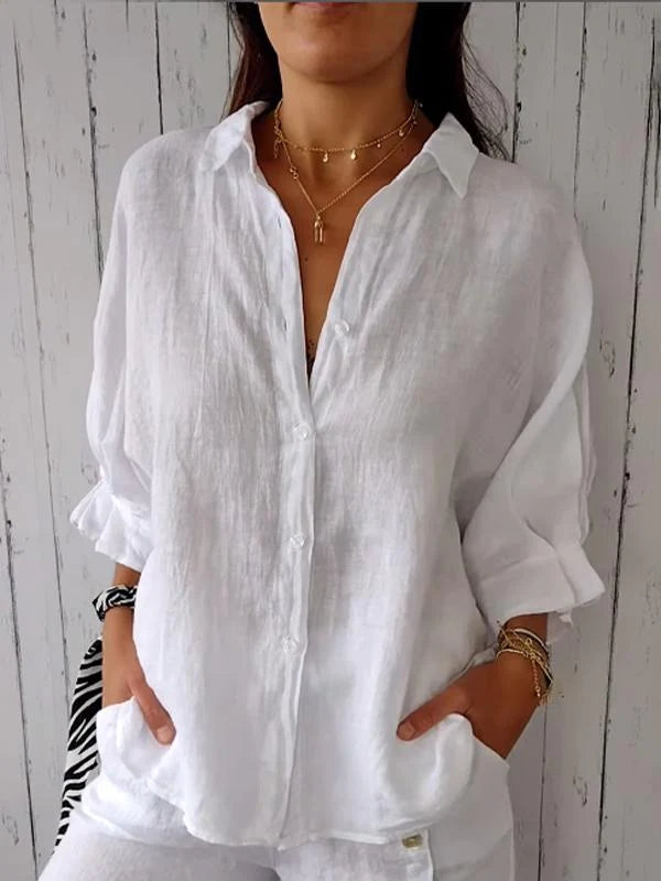 Nina | Cotton and Linen Tie-Back Shirt