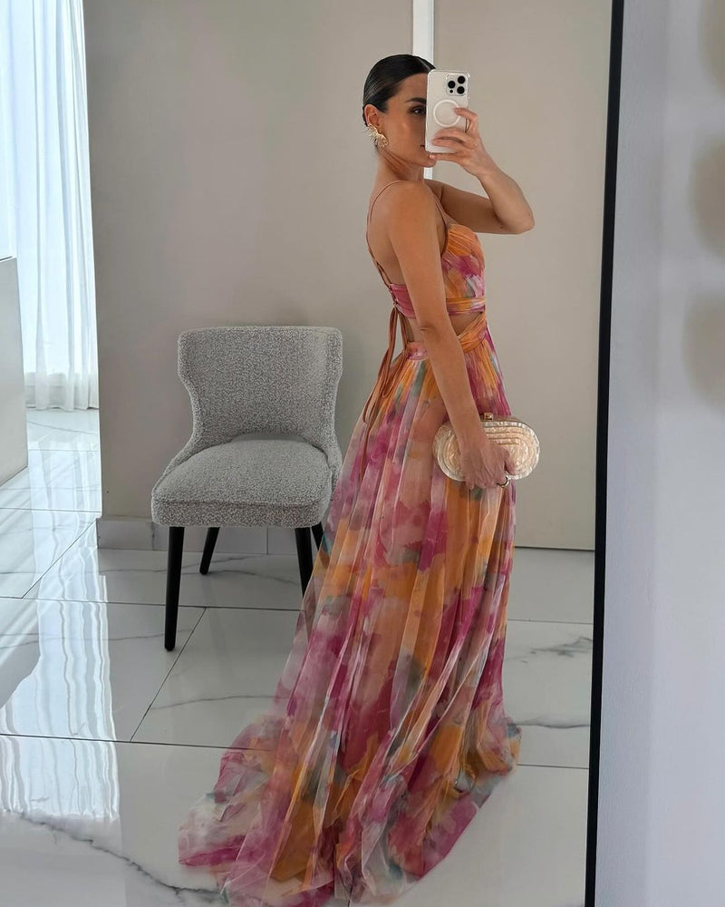 Elody | Elegant Floral Print Maxi Dress