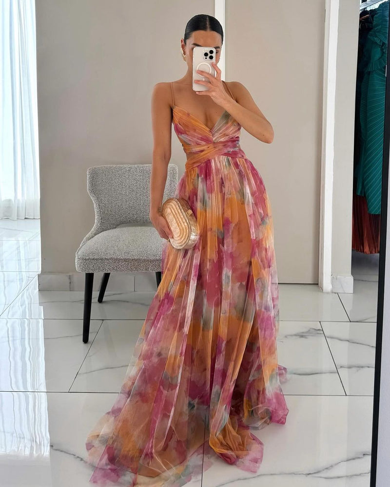 Elody | Elegant Floral Print Maxi Dress
