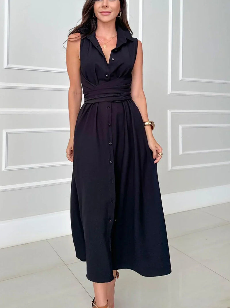 Ivana | Midi Shirt Dress with Buttons and Belt