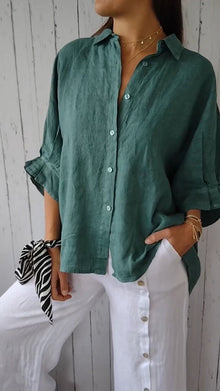 Nina | Cotton and Linen Tie-Back Shirt