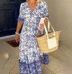 Mavis - Elegant V-Neck Boho Floral Long Dress