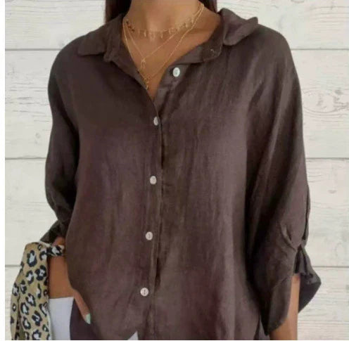 Nina | Cotton and Linen Tie-Back Shirt