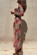 Nayla | Midi Dress with Long Sleeves and Tie-Dye Tulle
