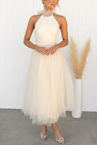Pearlina - Sleek Mesh High Neck Dress