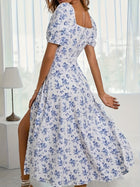 Calyx - Artistic Floral Print Puff Sleeve Dress