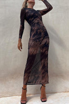 Nayla | Midi Dress with Long Sleeves and Tie-Dye Tulle