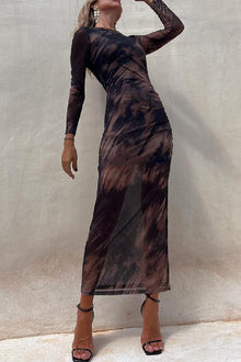 Nayla | Midi Dress with Long Sleeves and Tie-Dye Tulle