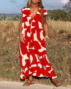 Elowen - Irregular Geometric Print Sleeveless Dress