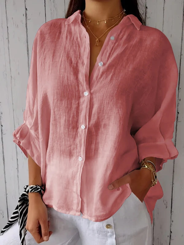 Nina | Cotton and Linen Tie-Back Shirt
