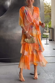 Nysa - Spring Floral Tiered Chiffon Dress