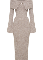 Velour | Midi Dress with Off-Shoulder Design