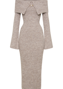 Velour | Midi Dress with Off-Shoulder Design