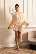 Seraphine | Short Pleated Dress with Long Sleeves