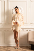 Seraphine | Short Pleated Dress with Long Sleeves