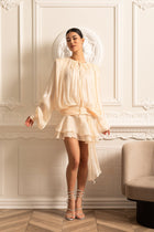 Seraphine | Short Pleated Dress with Long Sleeves