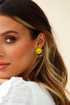 Samantha Geometric Earrings in Yellow Perspex