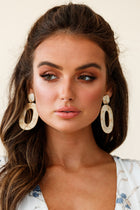 Zuma Beige Marbled Oval Earrings