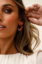 Jasmine Tan Raw Stone Hoop Earrings