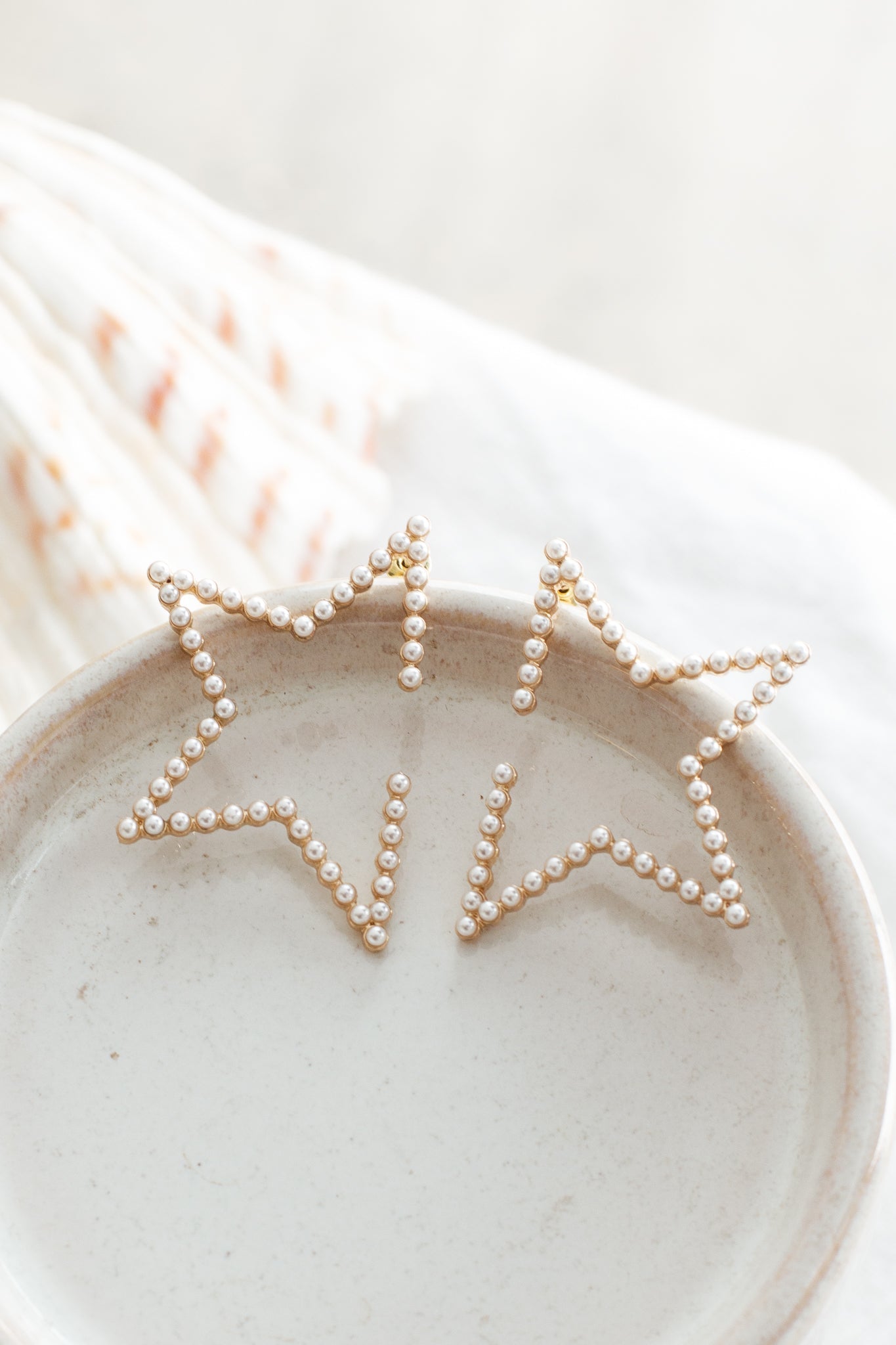 Starstruck Gold Embellished Pearl Earrings