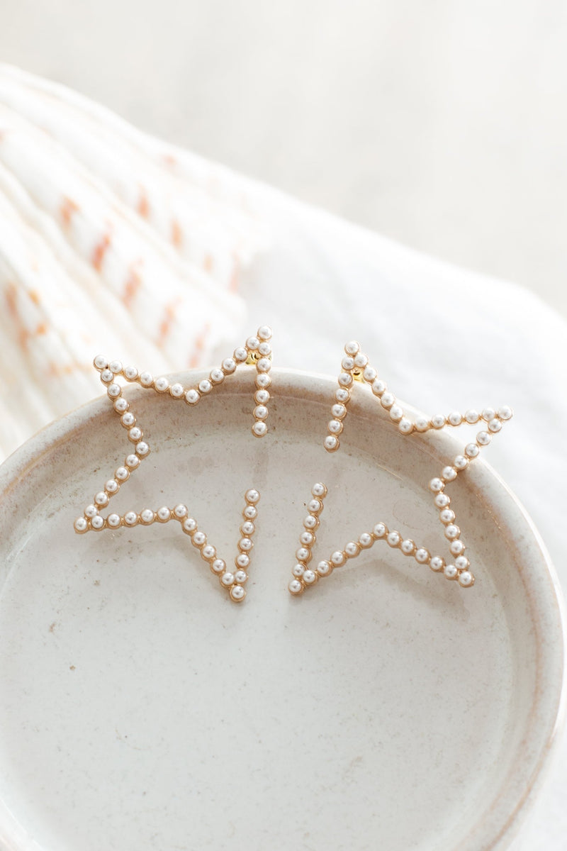 Starstruck Gold Embellished Pearl Earrings