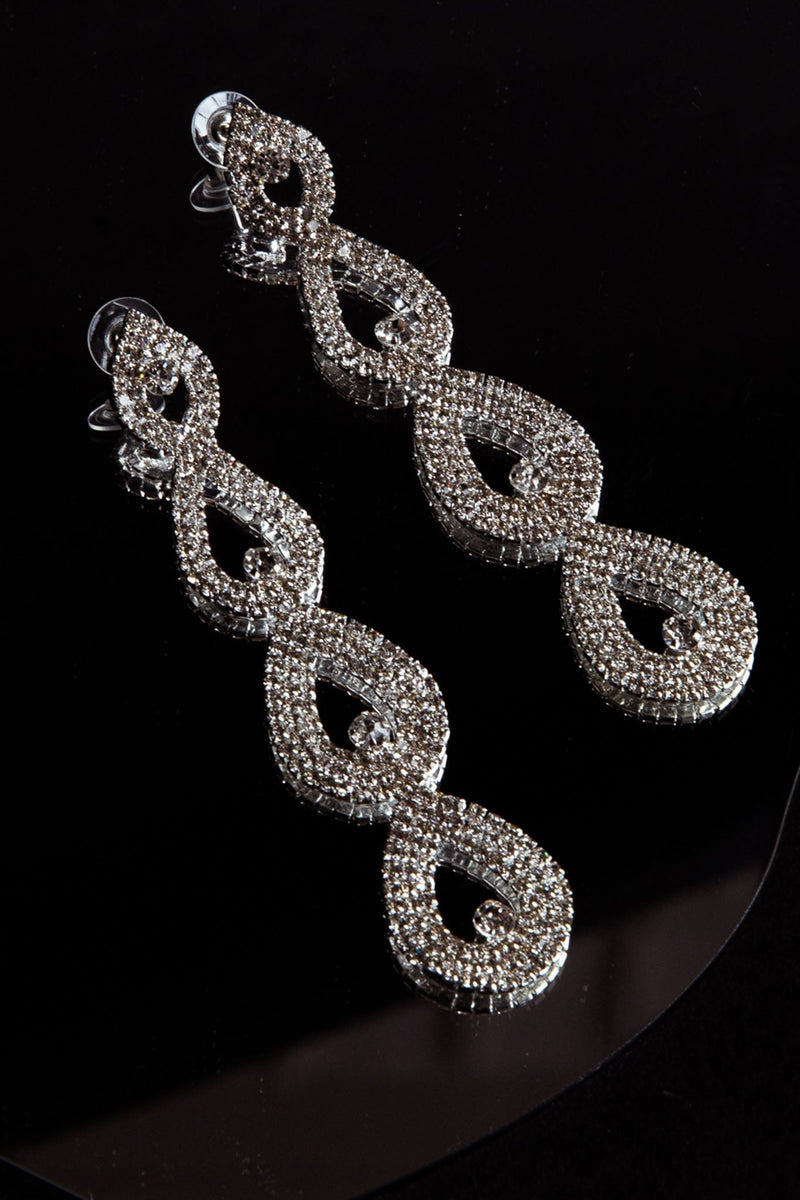 Royal Pear Drop Diamond Earrings Silver