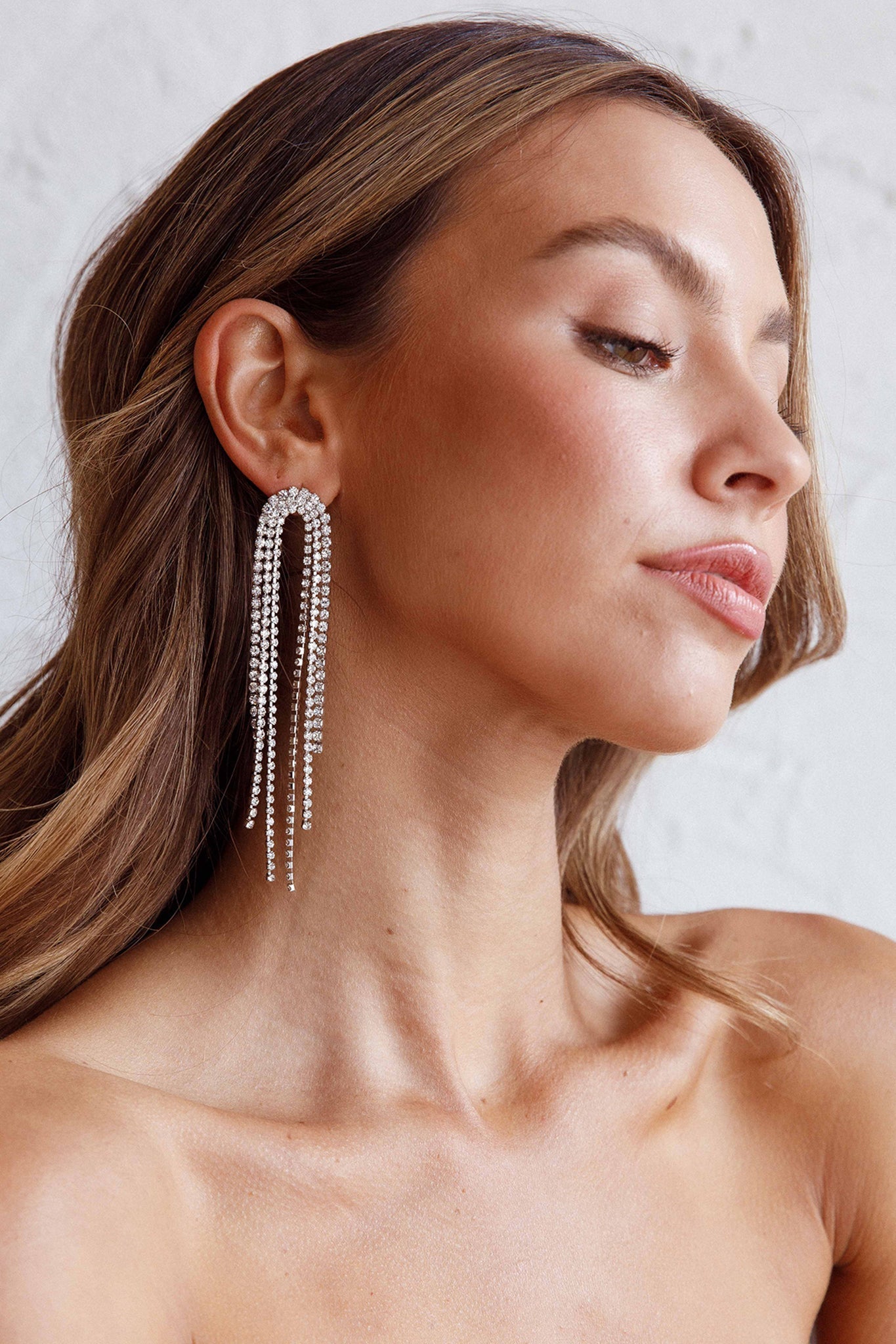 Angela Diamond Drop Earrings Silver