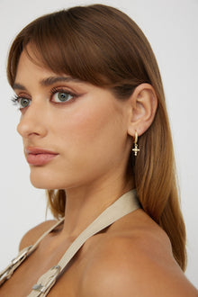 Divine Gold Zircon Cross Earrings