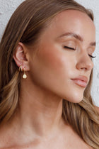 Gold Teardrop Diamante Hoop Earrings