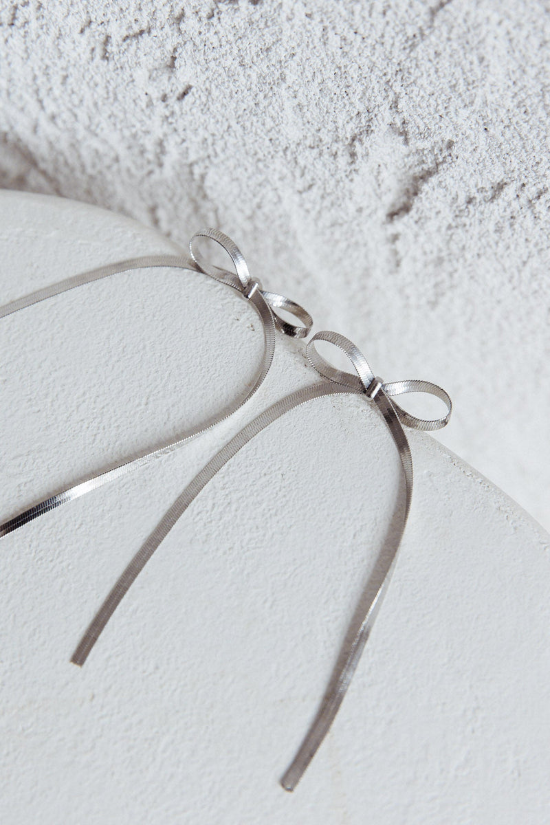 Macy Silver Knot Chevron Earrings