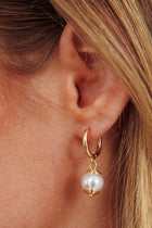 Golden Ebony Drop Pearl Earrings