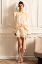 Seraphine | Short Pleated Dress with Long Sleeves