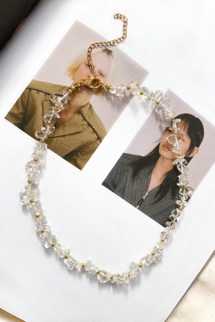 Tiffany Baroque Transparent Necklace with Golden Pearls