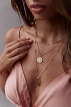 Magic Lock Pendant Necklace Set Gold