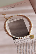 Evil Eye Freshwater Pearl Necklace Gold