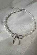 Pearl Necklace with Bow Accent Daydream Silver