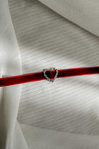 Velvet Choker Necklace Heart Diamante Lola Red