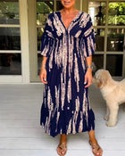 Elodie | Midi Printed Dress with V-Neck