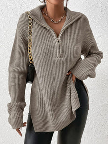 Luna™ | Elegant V-Neck Sweater with Zipper Closure