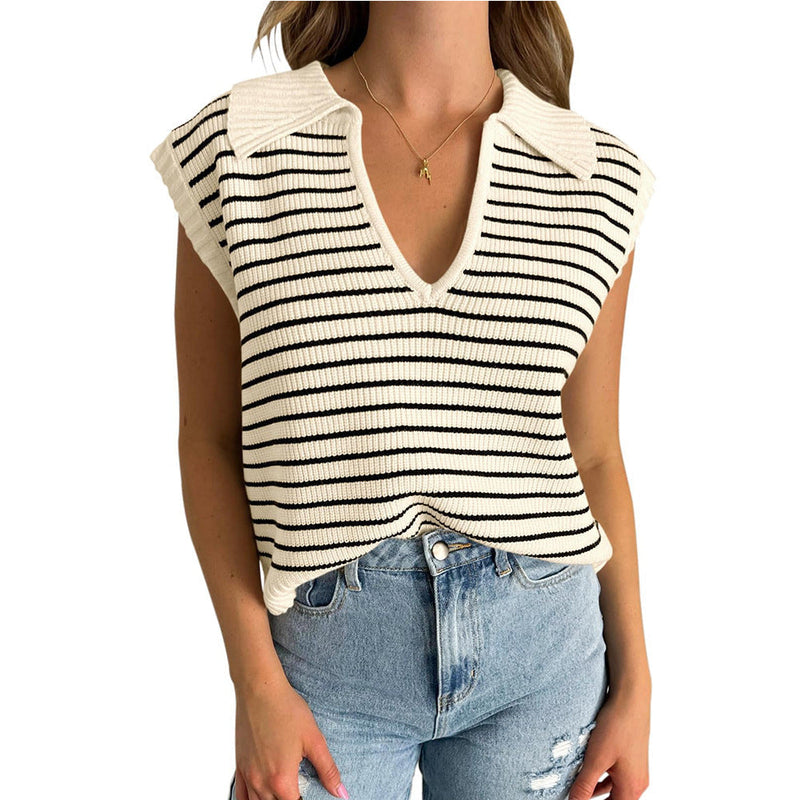 Luna™ | Elegant Striped V-Neck Sweater