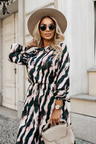 Clémence | Long Zebra Print Dress with Waist Bow