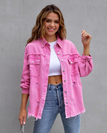 Laurine | Distressed and Oversized Denim Jacket