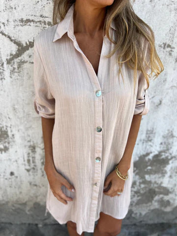 Camille | Casual Shirt Dress with Short Sleeves
